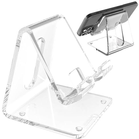 Handyständer aus Acryl, Tragbarer klarer Telefonhalter für den Schreibtisch, Tragbarer Telefonhalter, kompatibel mit 4-10 Zoll Telefon, Schalter, Smartphone, Pad, Schreibtischzubehör,