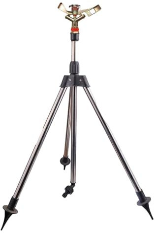 Aspersor de césped de jardín, aspersor giratorio de jardín con trípode, aspersor de riego, ahorro de energía, cubre una amplia gama de césped, viveros, invernaderos, patios, refrigeración al aire