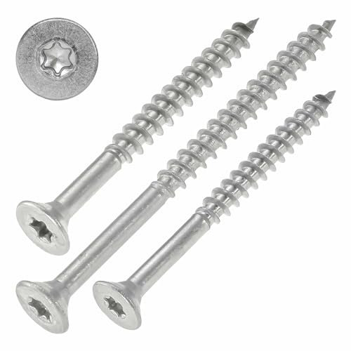 Spanplattenschrauben Edelstahl A2-4,5x60 mm, 100 Stück mit Teilgewinde, rostfrei, Torx, Senkkopf, ETA Zulassung, Edelstahlschrauben TX20