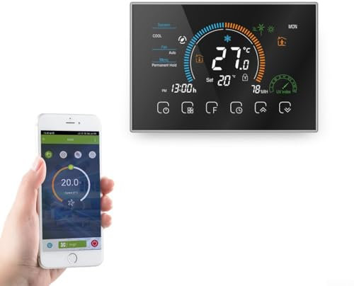 for FACULX Smart Thermostat Save Energy WiFi Digital Room Thermostat Underfloor Heating Temperature, For Water And Gas Boiler Usage(Gas Boiler-Black)