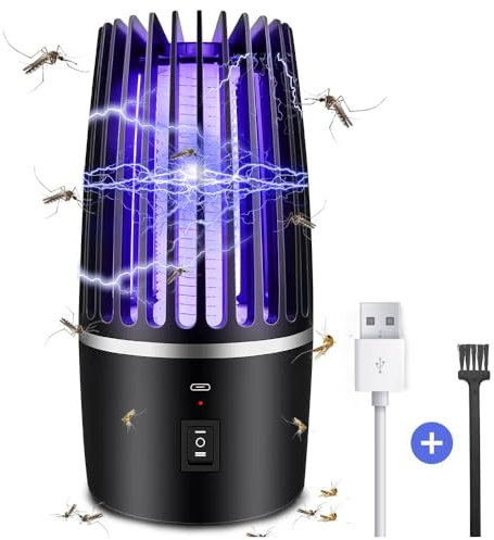 Lámpara Antimosquitos Eléctrico, 4000mAh Recargable Matar Repelente de Insectos Interior Exterior lampara Antimosquitos Anti Mosquitos Control de Plagas para Patio Trasero Camping