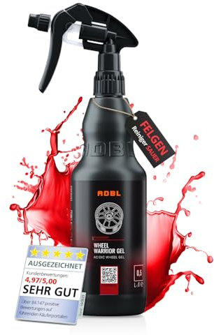 ADBL Wheel Warrior Gel (500ml) - Säurehaltiger Felgenreiniger zur Entfernung von Schmutz, Mineralablagerungen, Fett und Rost - Hohe Viskosität - Spezielle Gel Formel für Stahl- & Aluminiumfelgen