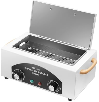 Elektrischer Hochtemperatur Nagelkunststerilisator, 300W Trockenhitze Sterilisator Temperatur Einstellbar Hochtemperatur Desinfektion,für Kosmetik, Fusspflegestudios, Friseursalon