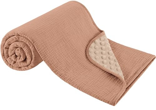 Susurration Babydecke Baumwolle Baby Decken Neugeborenen, Weiche Krabbeldecke 75x100cm,Multifunktional Minky Kuscheldecke für Kleinkinder Mädchen Junge (Kokosfasern)