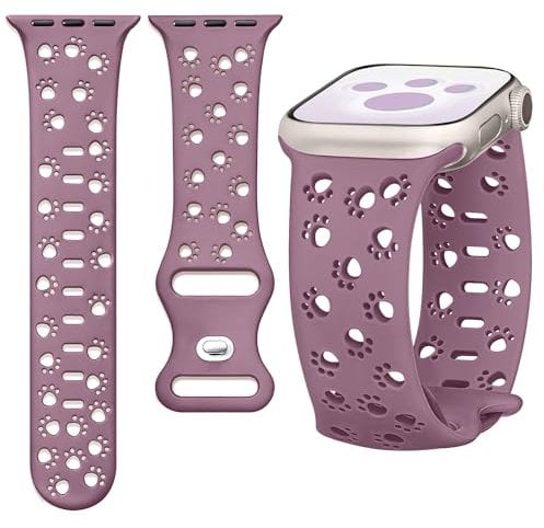 Ocaer Compatible with Apple Watch Straps 49mm 46mm 45mm 44mm 42mm 41mm 40mm 38mm, Cute Soft Silicone Strap for iWatch Ultra 2 Series 10 9 8 7 6 5 4 3 2 1 SE, Sport Cat Dog Paw Bracelet for Women Girl