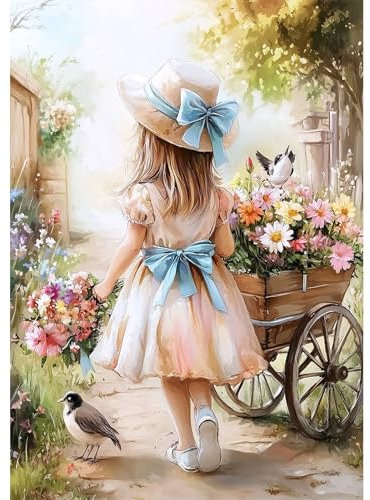 NEWENMO DIY Elegante Dama Diamond Painting Set para Adultos,Flores Pintura de Diamante Kit Completo,5D Retro Diamond Art Kits,Bricolaje Dibujo de Diamantes,para Decoración de Hogar (30x40cm)