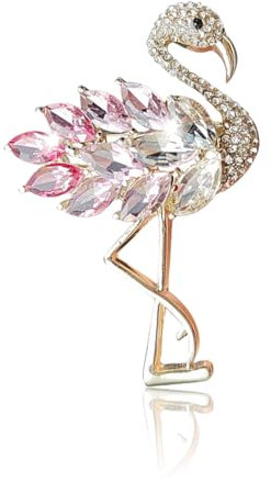 Goiern Flamingos Wildtier-Brosche Anstecknadel für Frauen Strass Kristall Elegante Emaille Vogel-Brosche Brosche Nadel für Frauen Mädchen Modedesign Kleid Hut Tasche Anzug Krawatte Hochzeit