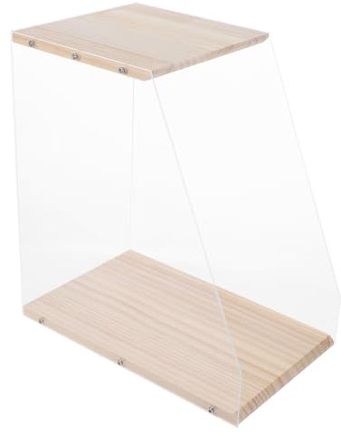 EXQUIMEUBLE Transparenter Schallplatten-aufbewahrungsschrank Holz-plattenspielerhalter Cd-aufbewahrungsregal Medien-regal Transparente Vitrine Für Schreibtischgebrauch