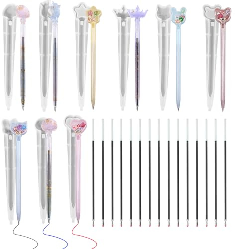 Koonafy 9 Stück Harz Stifteform Kugelschreiber Resin Form, Epoxidharz Silikonform Stifte Gießform mit 15 pcs Pen Nachfüllungen DIY Harz Casting Formen für Lehrer Schüler Geschenk (Unique pens)