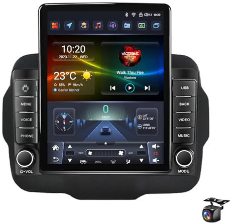 Autoradio da 9,7 aggiornamento radio per J-eep Renegade 2014-2020 Wireless CarPlay Android Auto Navi GPS BT DSP Kit di installazione sostitutivo Touch Screen Telecamera di retromarcia(Color:TS150)