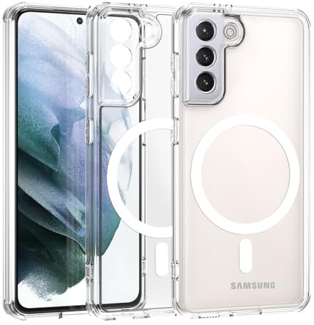 ZYIMOU für Samsung Galaxy S21 Hülle Kompatibel mit MagSafe, Transparent Handyhülle Magnetisch für Samsung Galaxy S21 kameraschutz Rückseite Dünn Stoßfest Schutzhülle (Crystal Clear)