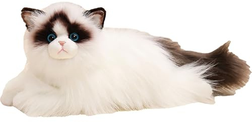 HOMEXYLYL Ragdoll Kuscheltier, Realistisches Kuscheltier Weicher Begleiter Zuhause Dekoration Geschenk Kinder Katzenliebhaber Geburtstag Weihnachten Mädchen Jungen Erwachsene (White)