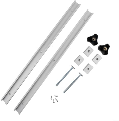 Aluminium Alloy T Slot Rail Set with Handle and Sliders for Woodworking and Metalworking Tool Fixtures on Workbench and Jigs (500mm（20inch）)