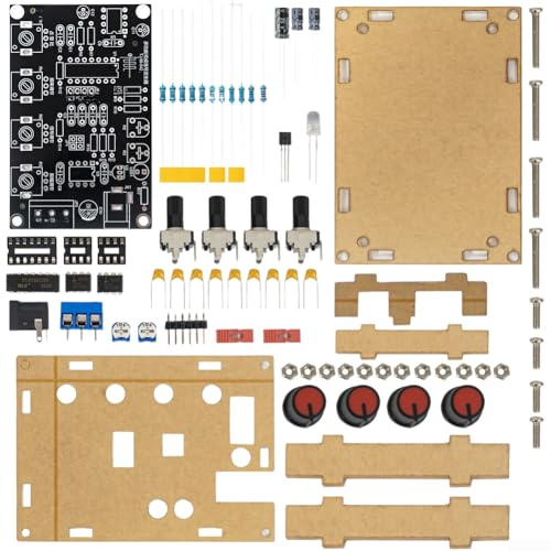Minhe ICL8038 Kit generatore di segnale di funzione, onda triangolare quadrata sinusoidale 5Hz-400kHz, progetto elettronico fai da te, scheda FR4 e custodia acrilica, test di laboratorio (B)