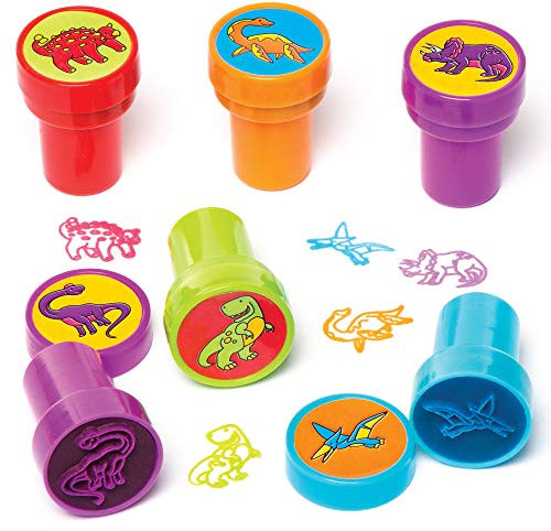 Baker Ross AV293 Dinosaurier Stempel für Kinder - 10er Pack, Stempelset für Kinder, Perfekt für Kindergeburtstag Mitgebsel