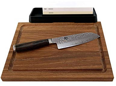 Kai Shun Tim Mälzer Bundle | Santoku TDM 1727 | + pietra per affilare combinata AP-0316 | + grande tagliere 30 x 22 cm | VK: 289,- €