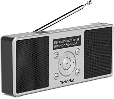 TechniSat DIGITRADIO 1 S - Tragbares Stereo DAB Radio mit Akku (DAB+, UKW, FM, Lautsprecher, Kopfhörer-Anschluss, Favoritenspeicher, OLED-Display, 2 W RMS) silber/schwarz