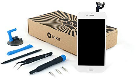 iFixit iPhone 6 Display Reparatur-Set Weiß, Komplett-Set für DIY Displaytausch & Reparatur, inkl. Frontkamera, Lautsprecher & Home-Button-Kabel
