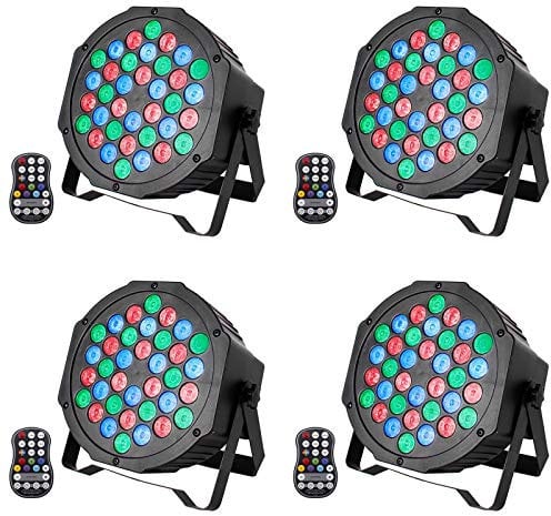 UKing 4 PCS RGB Akku LED Par Strahler Outdoor, Wiederaufladbare 36 LED Bühnenlicht mit Fernbedienung, 7CH Partylicht 7 Modi Lichteffekte für DJ Disco Hochzeit Weihnachten Bühnenbeleuchtung