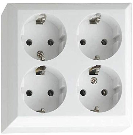 Regleta cuadrada de 4 enchufes, montaje en superficie, sin cable (4 enchufes)