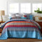 Qucover Bohemian Queen-Size-Steppdecke, 3-teilig, weiche Mikrofaser, ethnischer Stil, Boho-Stil, rot, orange und blau, gesteppte Überwurf-Tagesdecken, mehrfarbige Boho-Steppdecken, 218.4x238.8 cm