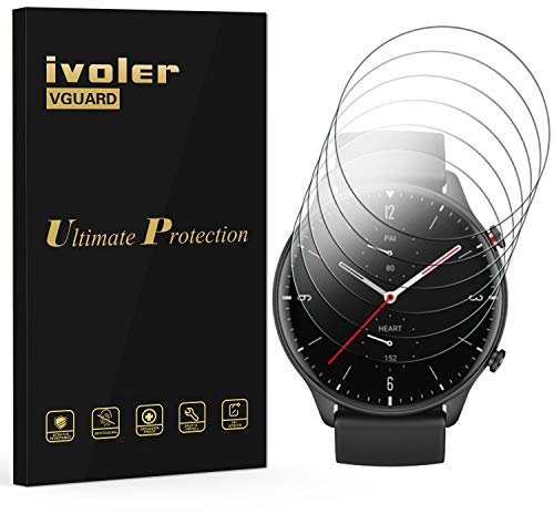 iVoler 6 Pezzi Pellicola Protettiva per Xiaomi Watch 2 / Amazfit GTR 2 / Amazfit GTR 2e, Wet Applied Protezione Schermo [Bubble-Free-Riutilizzabile] HD Clear Film in TPU