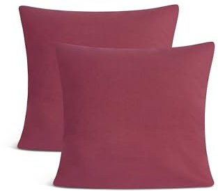 leevitex Jersey Kissenbezug 40 x 40 cm | 2er Set | 100% Baumwolle | 170 g/m² | Öko-Tex | Weinrot/Bordeaux