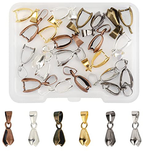 SUPERFINDINGS Ca. 120 PCS 7mm 6 Farben Messing Ice Pike Pinch Bails Anhänger Charms Verschlüsse Kettenverbinder Clip Bail Verschlüsse für halbgebohrte Perlen 4mm Loch