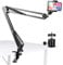 YIYANT Overhead Tripod Mount for Camera Webcam Ring Light, Flexible Over Head Articulating Arm with Phone Holder and Ball Head, Desktop Suspension Scissor Accessory for Live Streaming,Video Recording