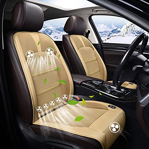EnweKapu Klima Sitzauflage, Sitzauflage Kühlung, Belüftete Sitzauflage mit 8 Fans, Großes Luftvolumen, Leiser Betrieb, Einstellbare Temperatur, für Sommer Fahren, Kühlung,Beige,24v