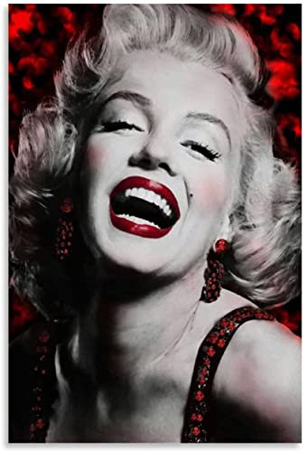 5D Diamant Painting Set FüR Erwachsene Und Kinder Marilyn Monroe dunkelrotes Plakat 6 DIY Diamond Painting Kristall Strass Diamant Stickerei GemäLde 11.8x15.7(30x40cm) Kein Rahmen