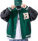 GIJOVANA College Jacke Herren Oldschool Sportjacke Varsity Jacket Patchwork Collegiate Baseballjacke Stehkragen Streetwear(Grün,M)