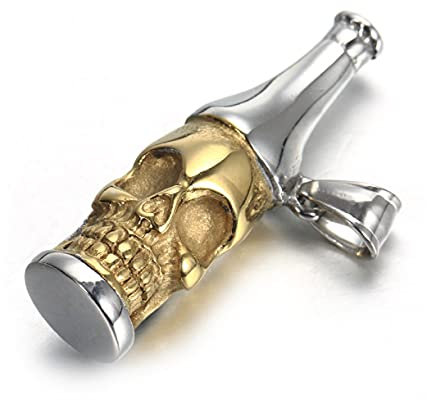 MayiaHey Opener Pendant,Skull Bottle Pendant Necklace for Men,Gothic Beer Opener Pendant Necklace Stainless Steel Punk Skull Bottle Opener Necklace Rock Club Opener Jewelry