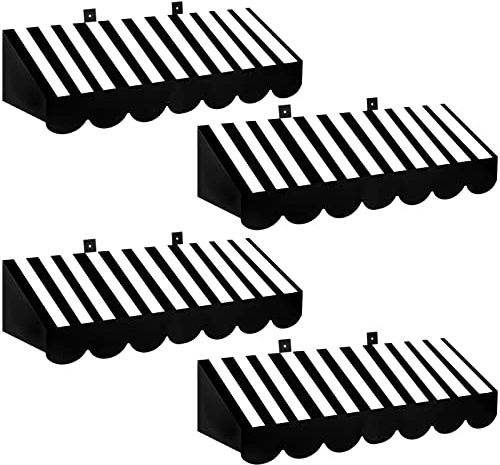 Tallew 4 Pcs 3D Circus Awning Wall Decoration Farmers Market Party Decorations Carnival Awning for Halloween Carnival Theme Party Classroom Decorations(Black and White)