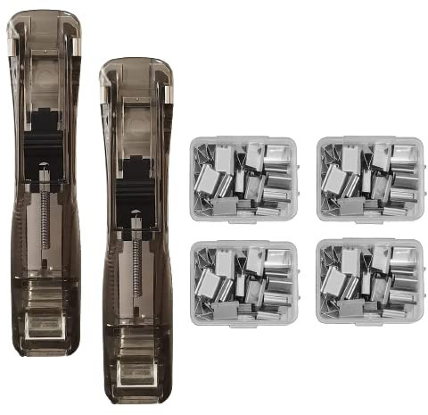 Verschluss Clips,clam clip dispenser,2 Stücke Tragbarer Fast Clam Clip Spender & 200 Edelstahl-Metallklammern,Geeignet für Küchen, Büros, Schulen und andere Orte Kunststoff-Nachfüllheftklammern.