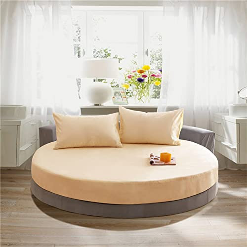 Yudeyu Rundes Bett Spannbettlaken Alle Baumwollstoffe Tagesdecke einzelne Schicht Für alle Jahreszeiten geeignet Matratzenschoner Bettlaken bettwäsche (Farbe : I01, Größe : Diameter 2.4m)