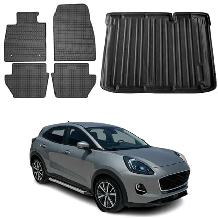 OMAC Fußmatten Kofferraumwanne für Ford Puma Untere 2019-2026 Gummi Schwarz | inkl. Kofferraumwanne (Satz), Gummimatten, Automatten, Allwetter, Antirutsch, fahrzeugspezifisches Produkt, wasserdicht