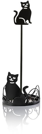 Papierrollenhalter Katze – Küchenrollenhalter aus Metall, Durchmesser 15 cm Höhe 42 cm, Küchen Rollenhalter ohne Bohren