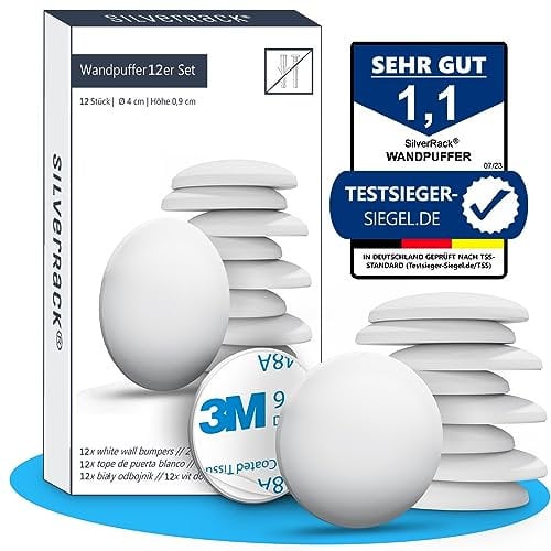 SilverRack Tope de Puerta Autoadhesivo Blanco [12 unidades] – 40mm Topes de Puerta – Door Stopper Silencioso y Protector de Pared para Puertas, Muebles y Ventanas – Topes de Puertas de Suelo