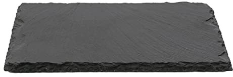 Plato Llano de Pizarra Natural, Fuentes de Cocina, Platos para Sushi, Plato de Pizarra, Bandejas para Servir Alimentos Quesos, Tapas Sushi, Negro, Tablas de Piedra 22 x 14 x 0,6 cm - 1 Unidad