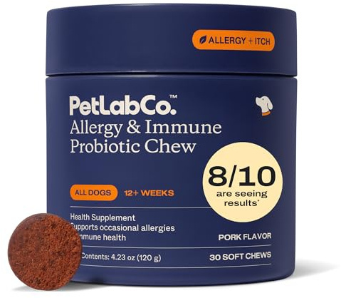 PetLab Co. Allergy & Immune Probiotics for Dogs, Support Seasonal Allergies, Gut & Digestive Health - Pork Flavor - 30 Soft Chews - Packaging May Vary