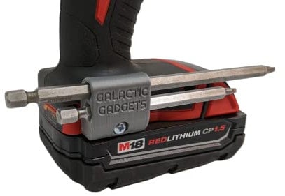 MAGNETIC Bit Holder for Milwaukee M18 Drill - Side Mounted - Strong Magnets - Low Profile Design - Galactic Gadgets (Grey)