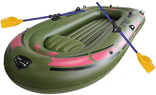 UTMACH Stark Aufblasbares Kajak 2-Personen-Grün-Schlauchboot PVC-Wasserfloß Gummi-Schlauchboot Ruder Luftpumpen-Seil-Set Wassersport Exzellent