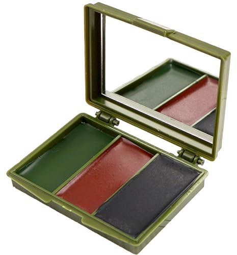 Juego de Maquillaje de Camuflaje con Espejo de Maquillaje en 3 Colores, Maquillaje de Camuflaje Crema, Body paint Pintura para Camuflaje Facial, para la Caza del Maquillaje Formación Militar