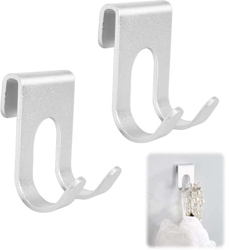 Naapesi 2 Stück Rasierer Halterung für Stecke, Rasierer Halter Haken aus Edelstahl, Wasserdicht Selbstklebende Rasiererhalte, Rasierhaken Ohne Bohren für Badezimmer und Küche Organisieren(Silber)