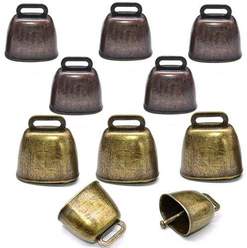 10 Piezas Vintage Campana Vaca,campanas de vaca,campanas de cabra, Campanas PequeñAs de LatóN, Campana Vaca,para Animales de Vaca, Caballos, Ovejas, Gatos, Mascotas Pequeñas