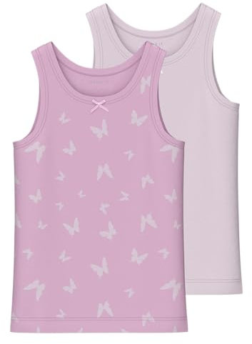 NAME IT Mädchen NMFTANK TOP 2P Butterfly NOOS Unterhemd, Pink Lavender, 92 (2er Pack)
