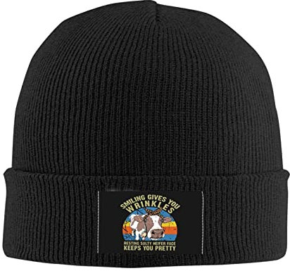 874 Klassische Beanie Mütze Lächeln Verursacht Falten Beanie Mütze Stretchy Slouch Beanie Mütze Design Kopfbedeckung Für Herren Damen Männer 30X18 cm