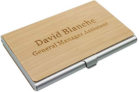 BULIHAN Visitenkartenetui aus Holz, personalisierbar, personalisierbar, für Damen und Herren, mit kostenloser Gravur (Kirsche)