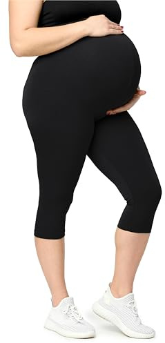 Merry Style Große Größen Damen 3/4 Umstandsleggings aus Viskose MS10-461 (Schwarz, 5XL)
